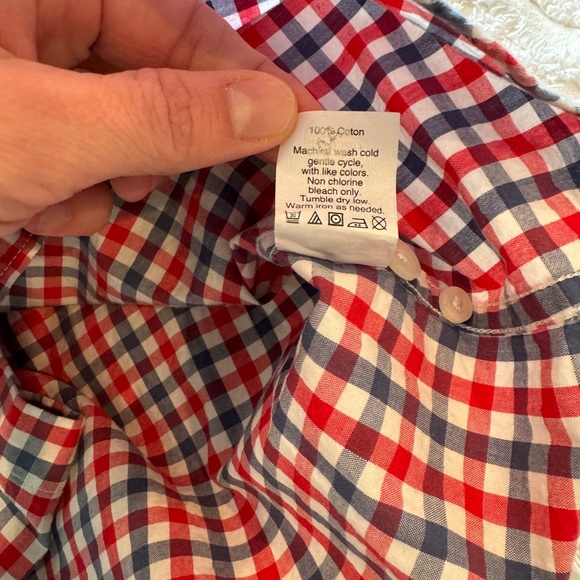 J. Crew Factory red and blue gingham men’s button down shirt NWOT long sleeve XL - Picture 2 of 6